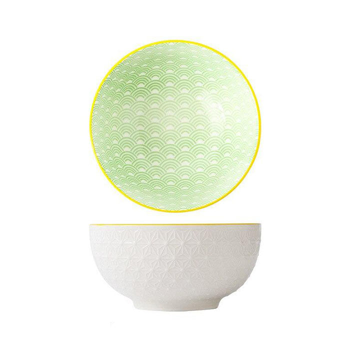 Bol à soupe chinois vert et jaune