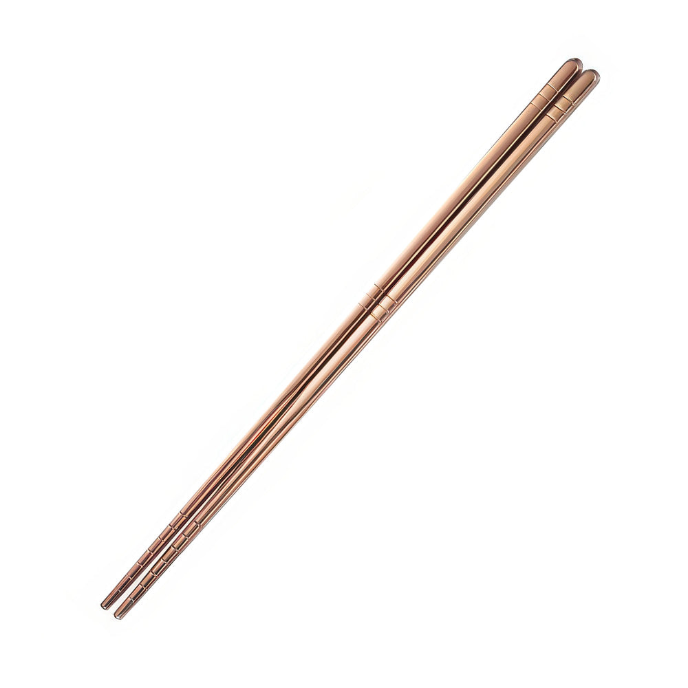 Baguettes Chinoises Réutilisables en Acier Inoxydable Or Rose