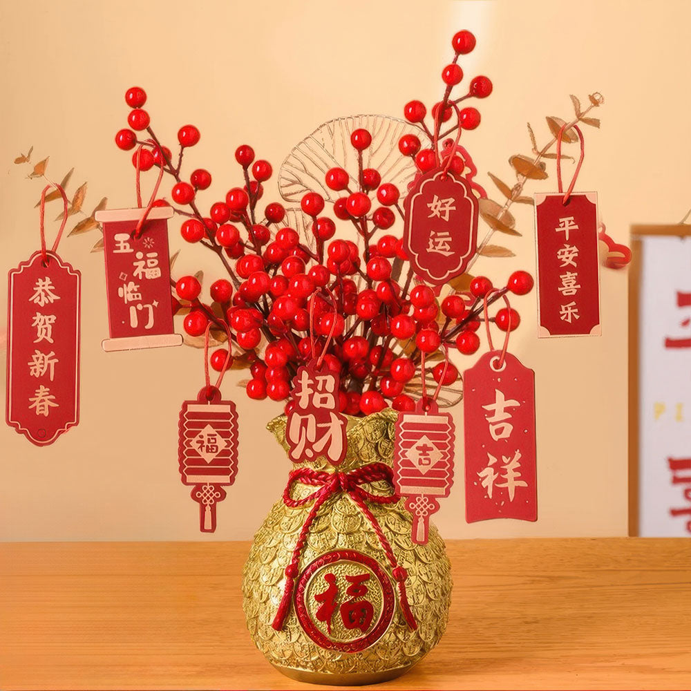 La plante de la fortune dans son vase doré, une décoration festive et auspicieuse.