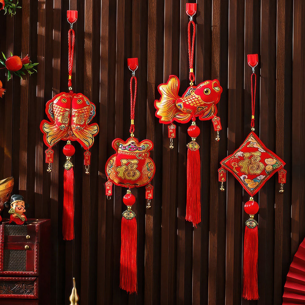 Portes Bonheur Chinois Pompon Nouvel An