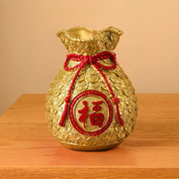 Thumbnail for Le vase en forme de sac de fortune du porte-bonheur chinois, modèle doré.
