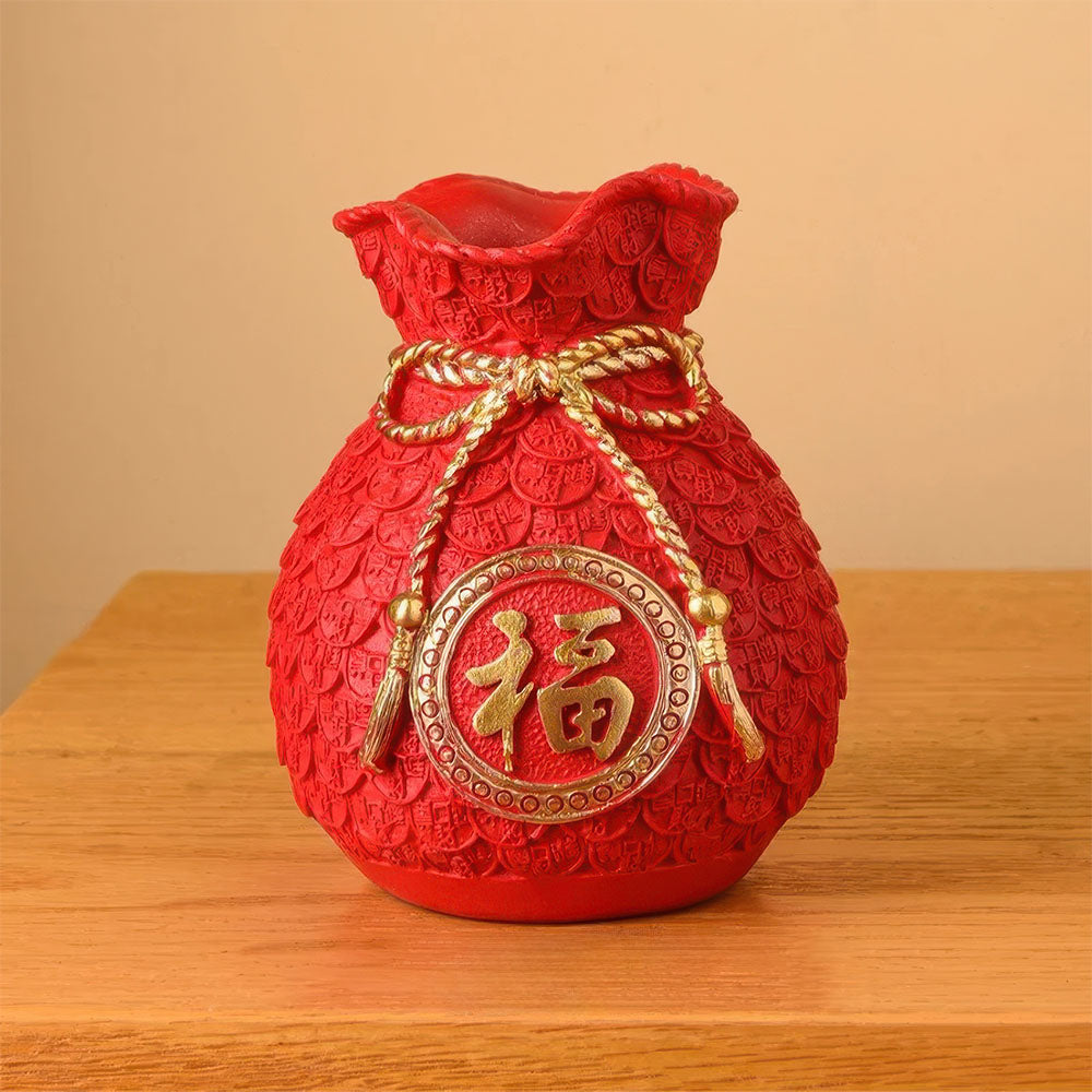 Le vase en forme de sac de fortune du porte-bonheur chinois, modèle rouge.