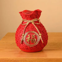 Thumbnail for Le vase en forme de sac de fortune du porte-bonheur chinois, modèle rouge.
