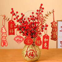 Thumbnail for Variante de décoration du porte-bonheur chinois doré avec différents pendentifs.