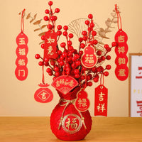 Thumbnail for Variante de décoration du porte-bonheur chinois rouge avec différents pendentifs.