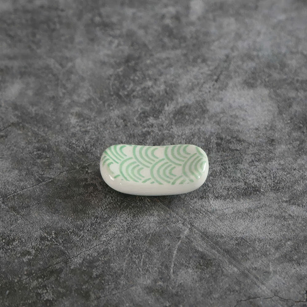 Pose Baguettes Chinoises Céramique Colorée Vagues Seigaiha Jade