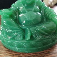 Thumbnail for Le Bouddha du Bonheur assis sur un trône de lotus, symbole de pureté.