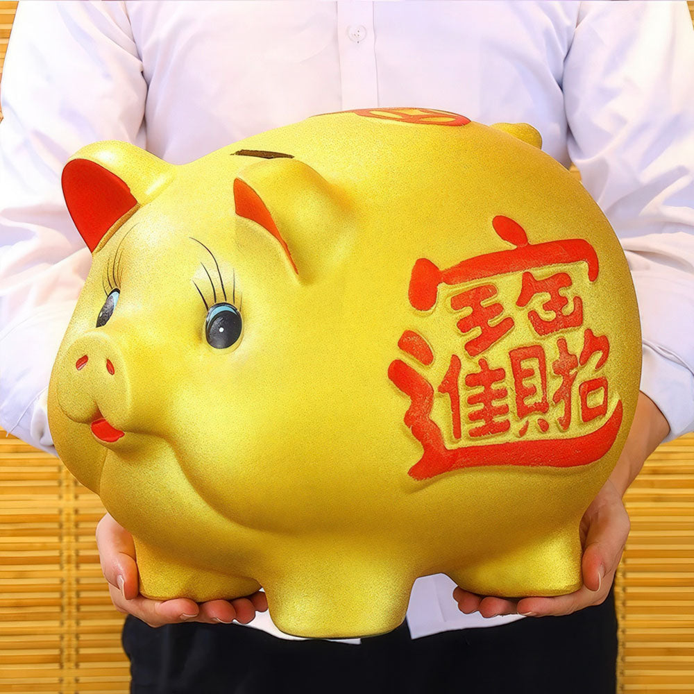 Le cochon d'or en grande taille pour attirer la grande fortune.