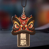 Thumbnail for Le mot porte-bonheur chinois, modèle lion noir avec le vœu 