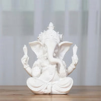 Thumbnail for La statuette Feng Shui de Ganesh en résine blanche, idéale pour la méditation et la concentration.