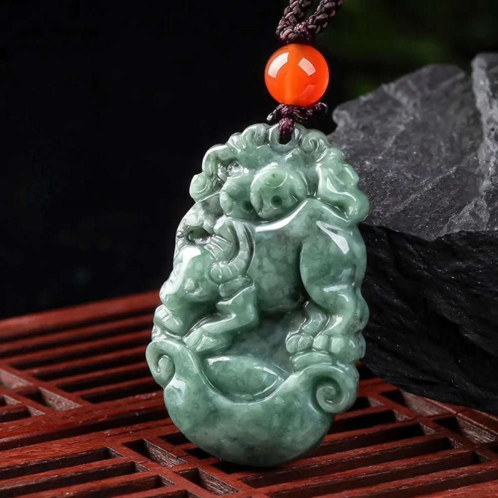Le porte-bonheur chinois en jade du signe du Buffle.