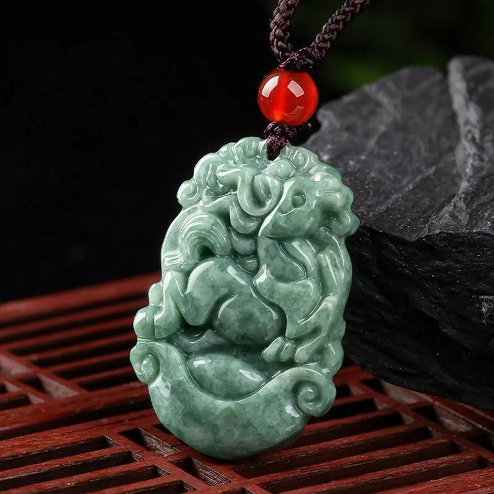 Le porte-bonheur chinois en jade du signe du Cheval.