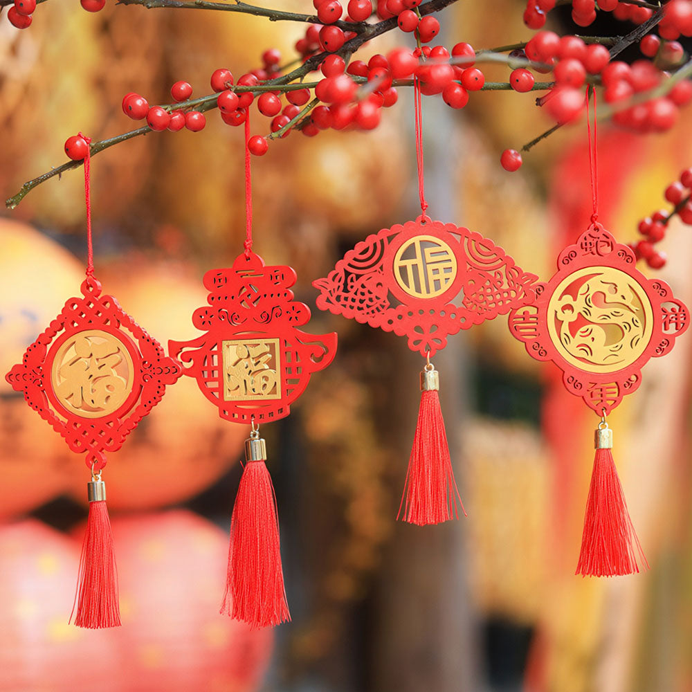 Feng Shui combinant des symboles de richesse, de santé et de bonheur.