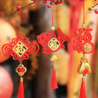 Thumbnail for Trois amulettes Feng Shui combinant les vœux de longévité, d'abondance et de richesse.