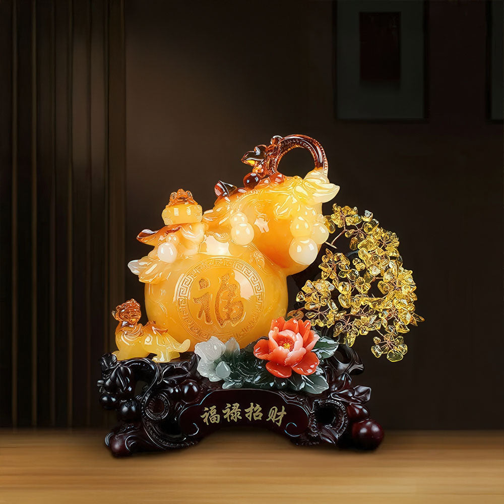 Le modèle jaune de la gourde porte-bonheur chinoise, une amulette Feng Shui pour la richesse.