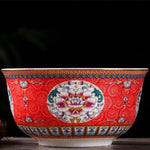 Bol chinois rouge ancien en porcelaine