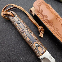 Thumbnail for couteau chinois bushcraft poignée à motifs