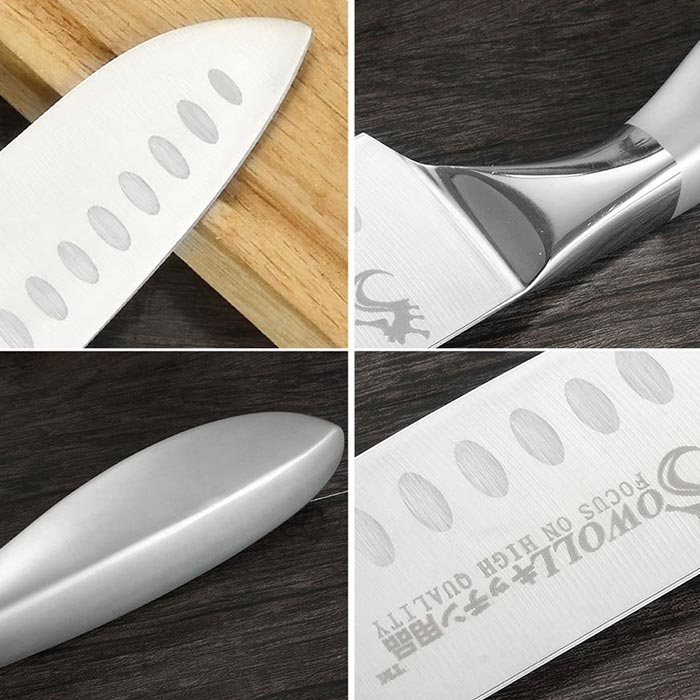 Couteau chinois santoku acier inoxydable poignee ergonomique