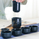 filtre service à thé chinois en céramique bleue