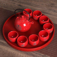 Thumbnail for Service à thé chinois rouge 9 Pièces