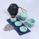 service à thé chinois en céramique bleue