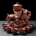 service à thé chinois dragon orange