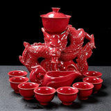 service à thé chinois rouge dragon