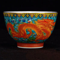 Thumbnail for tasse chinoise en porcelaine dragon bleu