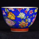 tasse chinoise en porcelaine fleurs bleues