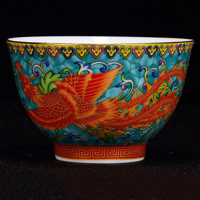 tasse chinoise en porcelaine phoenix bleu