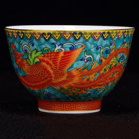 Thumbnail for tasse chinoise en porcelaine phoenix bleu