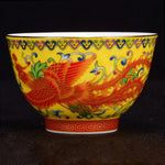 tasse chinoise en porcelaine phoenix jaune