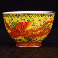 Thumbnail for tasse chinoise en porcelaine phoenix jaune
