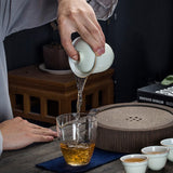 tasse service à thé chinois blanc et doré