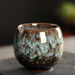 tasse chinoise en céramique marron-bleue