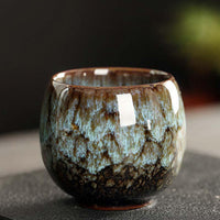 Thumbnail for tasse chinoise en céramique marron-bleue