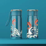 Thermos chinois isotherme bleu traditionnel