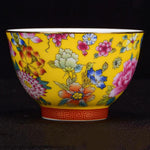 tasse chinoise en porcelaine fleurs jaunes