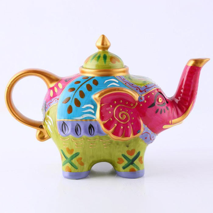 Théière chinoise éléphant ancien multicolor