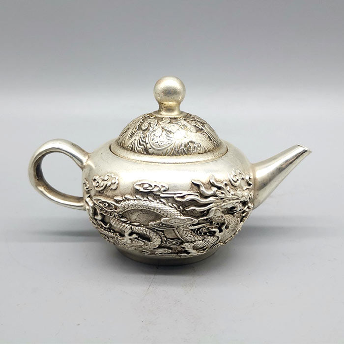 théière chinoise dragon d'argent