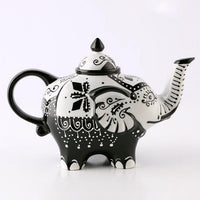 Thumbnail for Théière chinoise moderne éléphant noir et blanc