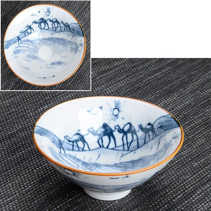 Tasse chinoise en porcelaine désert chameaux